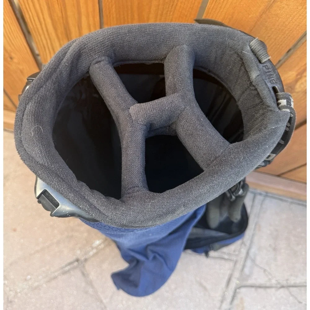 Vtg Ping Hoofer 4 Way Carry Golf Bag Dual Straps Blue W/Stand